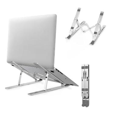 Imagem de Suporte Dobrável Ergonômico Portátil Alumínio Ajustável Slim Para Notebook, Macbook, Air Pro, HP, Lenovo, Dell