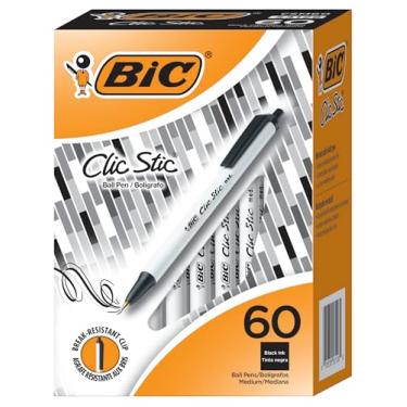Imagem de BIC Caneta esferográfica retrátil de 1,0 mm - ponta média - preta - 60 / caixa - TAA