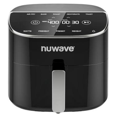 Imagem de Nuwave Brio Plus Fritadeira a ar de 8 litros, sem PFAS, nova e melhorada, tela sensível ao toque digital, tela branca fria, 10.0 °C ~ 204.4 °C em precisão de 5°, 5 funções de cozimento, 100