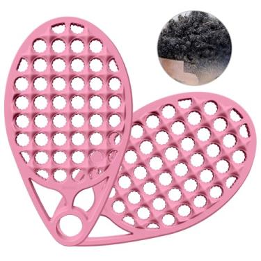Imagem de KOUPA Magic Escova de cabelo cacheado de silicone, pente torcido para cachos afro, ferramenta de cabelo lavável para homens e mulheres, rosa, 2 peças