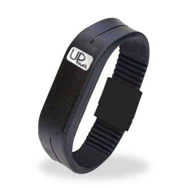 Imagem de Pulseira Preta UPower Neodímio Original Magnética, Detalhe prata