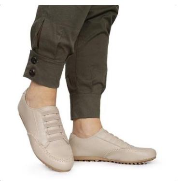 Imagem de Mocassim Feminino Couro Confort Sem Cadarço Com Elástico Sem Salto Mocacin Sapatenis-Feminino