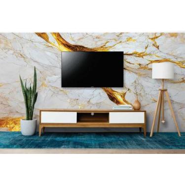 Imagem de Papel de Parede Painel 3D Mármore White Dourado Auto 3,5M Colante Lavá