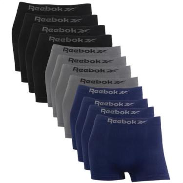 Imagem de Kit 12 Cueca Boxer Reebok Masculina Classic Premium Elastano, 4preto, 