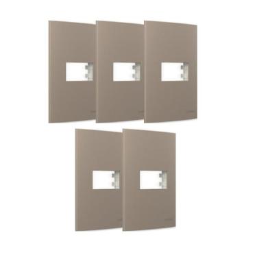 Imagem de Kit 5 Placa com Suporte 4x2 1 Posto Sleek Argila Margirius, Argila
