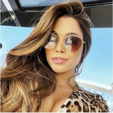Imagem de Óculos de Sol feminino  Modelo Free Star Marrom/Óculos Armação dourada