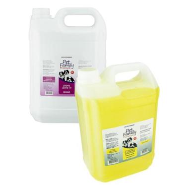 Imagem de Kit Shampoo Filhotes + Leave In Desembaraçador Pet 5 Litros - Pet Fami