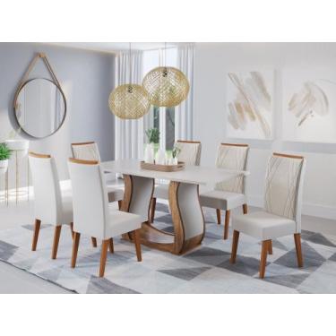 Imagem de Mesa de Jantar Retangular Vitalic com 6 Cadeiras Madeira Maciça Vegas 