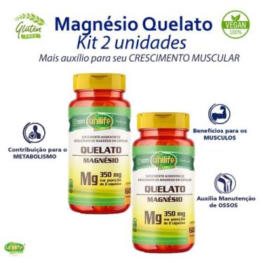 Imagem de kit 2x Magnésio Quelato 700mg Unilife Vegano 120 Cápsulas