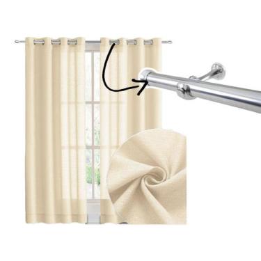 Imagem de Cortina Sala 3m Com Varão 2m Incluso Kit Completo Tecido Rústico - Cas