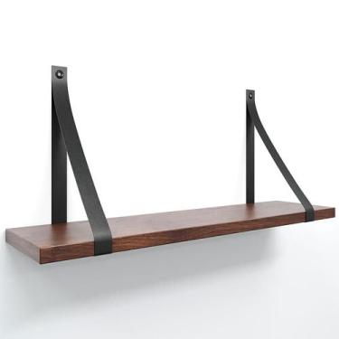 Imagem de Prateleira em MDF Castanho 50x15cm com Alça - Lubrano, Preto