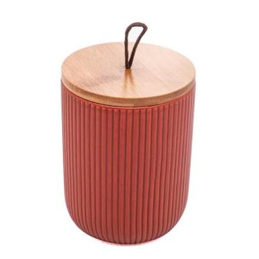 Imagem de Pote Hermético Cerâmica Tampa Bambu Terracota 12,5Cm Lyor