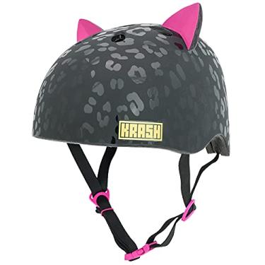 Imagem de Capacetes de motocicleta juvenis Krash Girls, Leopard Kitty Black, Youth Girls