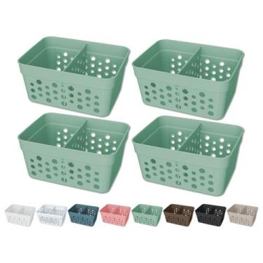 Imagem de Kit 4 Cesto Organizador Trama Rattan c/ Divisória Removível - Usual Ut