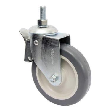 Imagem de (4pçs) Rodizio Girat. Rosca C/ Freio 5pol. R512 Bp Pvc Anti Risco 75kg