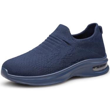 Imagem de YHOON Sapatos infantis para meninos e meninas, tênis atlético, fitness, tênis, caminhada, escolar, para crianças pequenas/crianças grandes, Azul marinho, 12 Little Kid