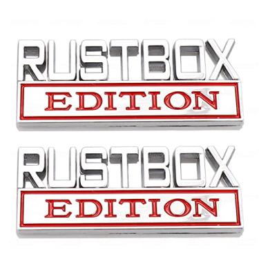 Imagem de CARRUN 2 peças RUSTBOX Edition Emblema lateral traseira capô porta porta-malas 3D decalque adesivo adequado para carro caminhão SUV (RUSTBOX, prata vermelha)