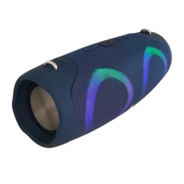 Imagem de Caixa de Som Bluetooth Portátil 10W LED, Conexão Sem Fio, Iluminação LED, Alça para Transporte, Suporta Cartão TF e Pendrive, Rádio FM, Cores Variadas (Azul)