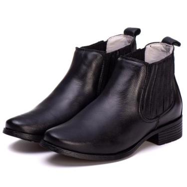 Imagem de Botina Bota Coturno Feminino Cano Baixo com Elástico Lateral Casual Pe