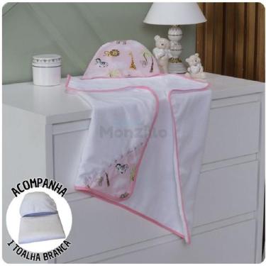 Imagem de KIT 2 Toalhas de Banho Capuz Bebê Estampas - Monzilo Baby Kids, Safari