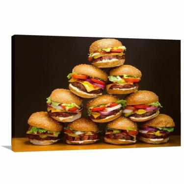 Imagem de Quadro Lanches Restaurante Lanchonete com Tela em Tecido - Wall Frame