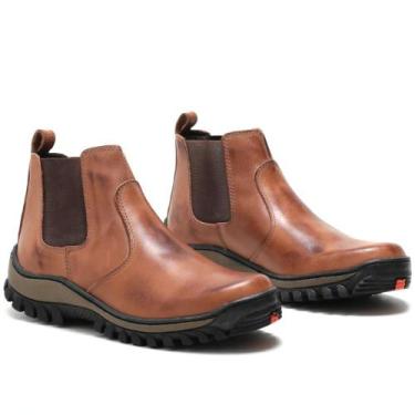 Imagem de Bota Masculina Couro Elástico Cano Curto Calca Fácil Moderno - Free Ju