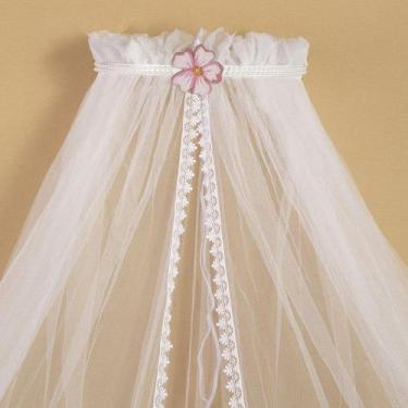 Imagem de Dossel Parede Flor Rosa com Perola Branca Mosquiteiro Berço - Amora Ca