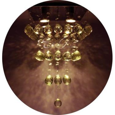 Imagem de Luminária Plafon Em Cristais Com Base Inox Espelhado 30x30cm - SPACE D