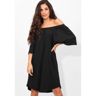 Imagem de Vestido Curto Malha Ombro a Ombro Mullet Amplo Preto - Único - Veste 3