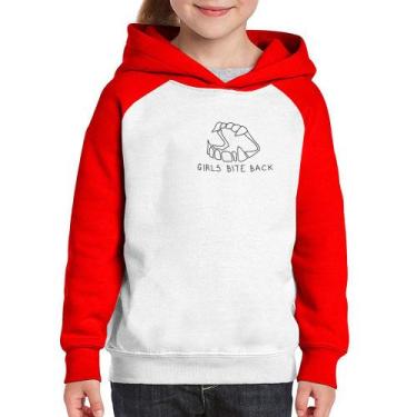 Imagem de Moletom Infantil Girls bite back - Foca na Moda, Branco, Vermelho, 12
