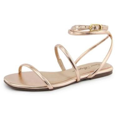 Imagem de sandalia feminina rasteira luiza gold - taina bergamo, Cinza, 38