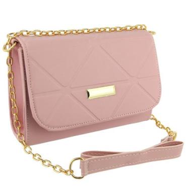 Imagem de Bolsa feminina transversal de ombro alça tiracolo - GF Griff, Rosê