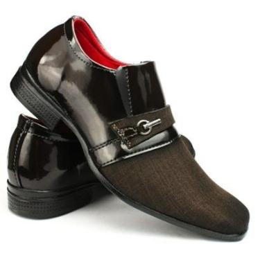 Imagem de Sapato Masculino Social Bico Redondo Couro Sintético Estiloso Confortavel Forro Interno Exclusivo-Masculino