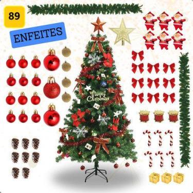 Imagem de Kit Árvore Natal Grande 2,10 metros Decorada Completa Cheia Pisca - Ri