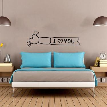 Imagem de Adesivo de Parede Cabeceira de Cama I Love You - Kanto Store