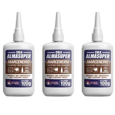 Imagem de Kit 3 Cola Instantânea Marceneiro Ultra Rápido 100G - Almasuper - Alma