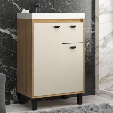 Imagem de Gabinete de Banheiro 60cm com Lavatório Ref 630 Cewal - Itapuã/Off Whi