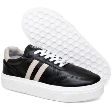 Imagem de Tênis Feminino Moderno Sola Alta em Verniz Polo Blu do 34 ao 40, Preto