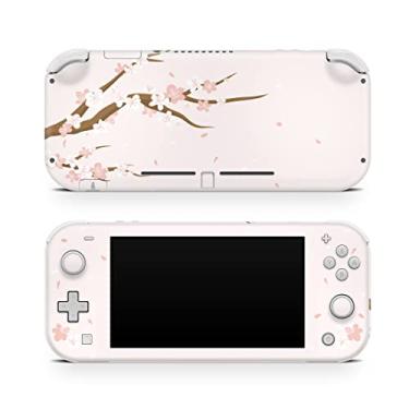 Imagem de Tacky Design Capa de decalque Kawaii compatível com Nintendo Switch Lite Skin Wrap, cor bege com flor de cerejeira japonesa, capa para Nintendo Switch Lite, decalque completo de vinil premium 3M.