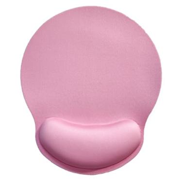 Imagem de Mouse pad com suporte de pulso, mouse pad ergonômico com almofada de descanso de pulso de espuma de memória, base de borracha antiderrapante mouse pad para jogos em casa, escritório, computador, laptop, rosa