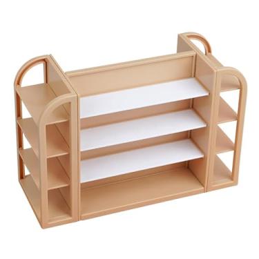 Imagem de Amagogo Prateleiras para casa de bonecas Suporte para móveis em miniatura para casa de bonecas Decoração para mesa de areia Expositor de bebidas em miniatura, Cáqui