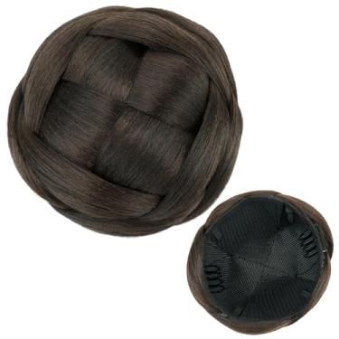 Imagem de IMISSU Capa de cabelo de dançarina de chignon trançado tamanho médio rosquinhas acessórios de cabelo scrunchies coque peruca updo (Chocolate marrom)