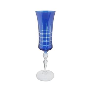 Imagem de Taça para champanhe lapidada em cristal ecológico Bohemia Grace 190ml azul