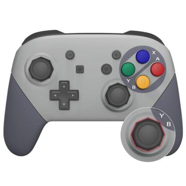 Imagem de eXtremeRate SFC SNES Capa de alças de placa traseira estilo clássico da UE para placa frontal, design de hastes octogonais portáteis, capa de substituição para controle Nintendo Switch Pro - controle não incluído