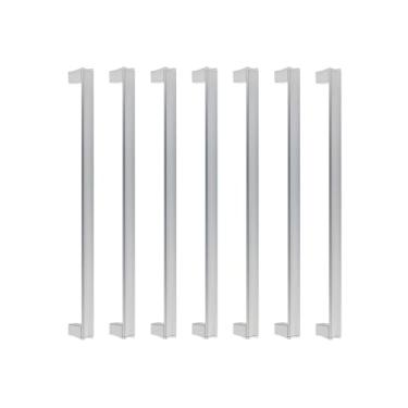 Imagem de Puxador de Móvel Gaveta Armário Slim Cromado 256mm Conjunto de 7 (Cromado Fosco)