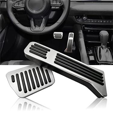 Imagem de NYZAUTO Kit de pedais antiderrapantes para 2 3 6 CX3 CX5 CX9, sem perfuração de alumínio e capas de pedal de acelerador de gás – Prata