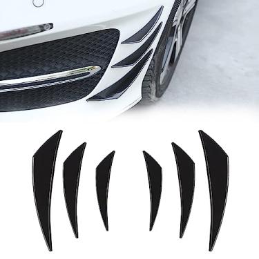 Imagem de GKmow Kit de Canards de Spoiler de Carro Pacote-6, Divisor de Lábios de Para-Choque Dianteiro Universal, Difusor Anticolisão Corporal, Adesivos Decorativos Externos de Borracha Macia (Preto Brilhante)