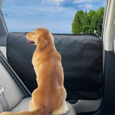 Imagem de 2 peças de protetor de porta de carro para cães à prova d'água antiarranhões para porta de carro de animais de estimação protetor de porta de veículo serve para sedãs e SUVs animais de estimação viagem preto (pacote com 2)..