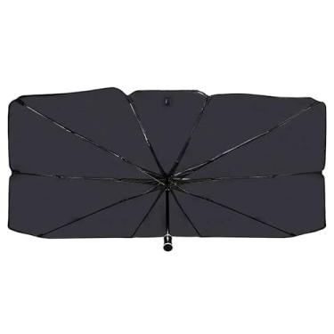 Imagem de Guarda-sol dobrável para para-brisas de carro 139,7 cm x 76,2 cm | Proteção UV e calor com revestimento de vinil mantém o interior fresco | Tamanhos de guarda-chuva de carro para carros e SUV