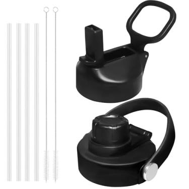 Imagem de hydroyota Tampas à prova de vazamento com canudo para Hydroflask boca larga 12 32 1,134 g, acessórios de substituição de tampa de garrafa de água, tampa preta